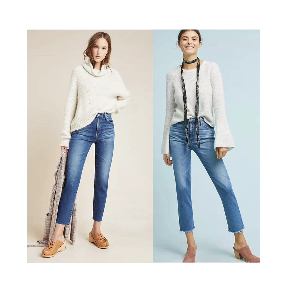 AG Adriano Goldschmied Anthropologie The Isabelle HighRise‎ Straight Crop Fly B